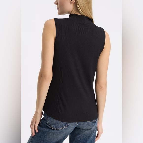 Express Black Ribbed Fitted Mock Neck Tank NWT - Picture 3 of 4